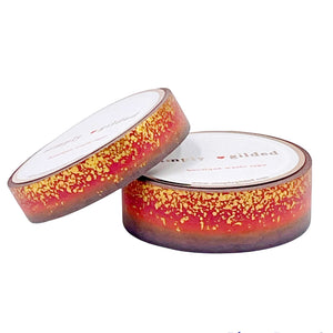 Fiery Fall Sunset Ombre stardust washi tape set with dual foil accents