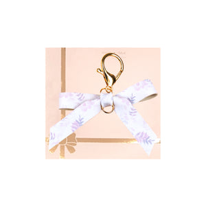Pink and Purple Floral Bow Charm with light gold hardware