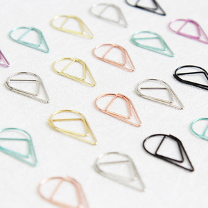 50mm Simple Water-Drop Shaped Paper Clips Assorted Size Metal Bookmark