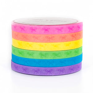 Neon Tone-on-Tone bows fine washi set of 6
