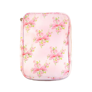 Love Story Floral Deluxe Zip Storage Pouch with gold hardware