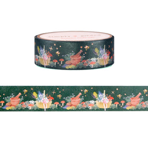 Botanique Mystique Herbal Basket washi tape roll with rose gold foil