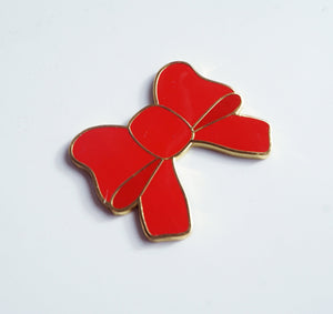 Red Enamel Bow Magnet with gold hardware finish