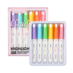 Kmay K381A 6-Color Soft Chisel Tip Highlighter Set