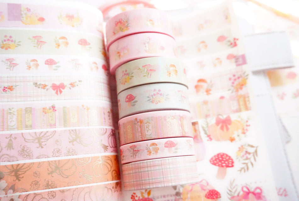Functional washi rolls and grid tape swatches