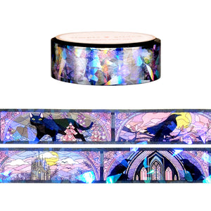 Gothic Cathedral Stained Glass PET tape 15mm with shattered glass overlay