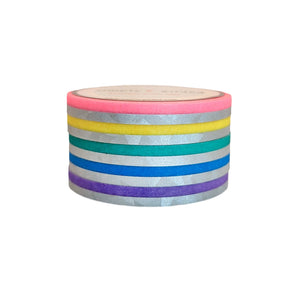 Glitter Neon Color Block washi set with silver holographic foil