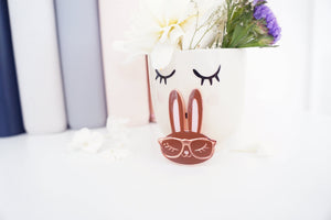 Chocolate Juniper Glasses Enamel Magnet with rose gold hardware