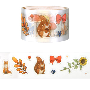Autumn Whimsy PET tape 30mm with light gold foil