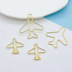 Gold Metal Paper Clip Airplane Shape Paperclip Bookmark Planner Clip
